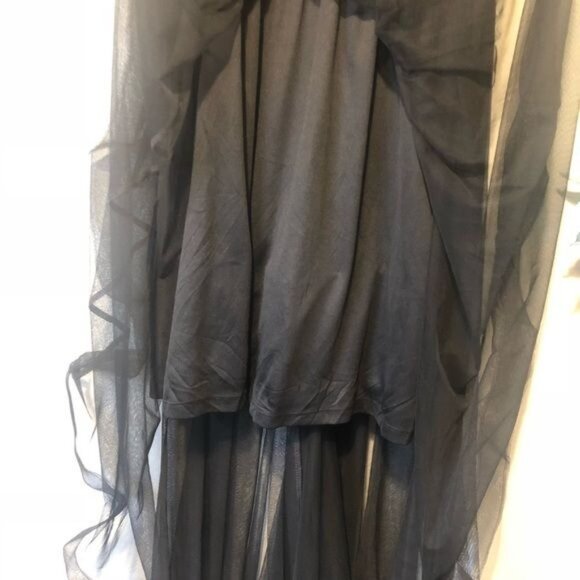 black tulle sequined Hi Low maxi dress Gown / Prom Event Homecoming Size Large - Picture 5 of 12
